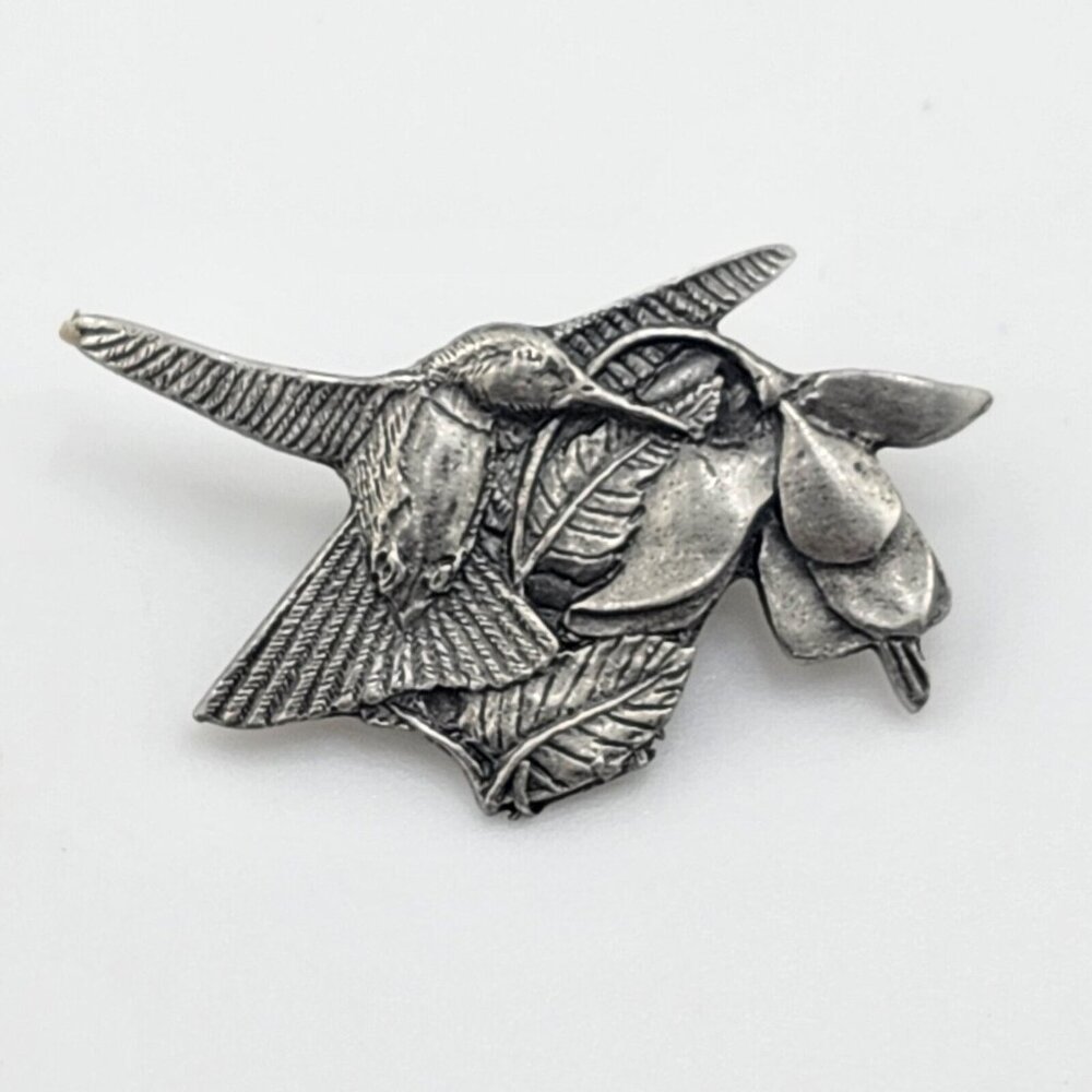 Birds & Blooms Premiere‎ Edition 1995-1996 Hummingbird Pewter Brooch Pin